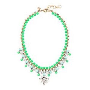 NWT J Crew neon kiwi crystal statement necklace